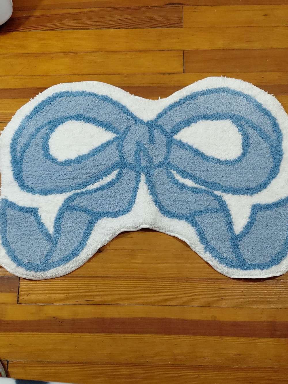 Luxape Blue White Bow Shape Bathroom Accent Rug